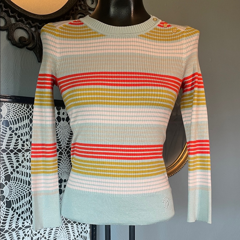 Tory Burch Multicolor Striped Crew Neck Sweater